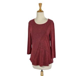 Christopher & Banks S Red Tunic Top Asymmetric Art To Wear Lagenlook Y2K Hippie